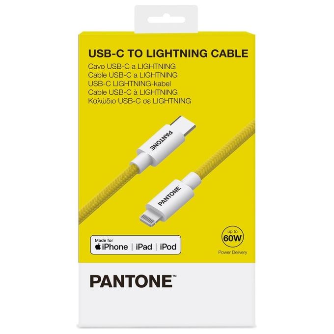 Pantone Cavo USB-C a Lightning Compatibile con Dispositivi Apple e Sistema iOS Giallo