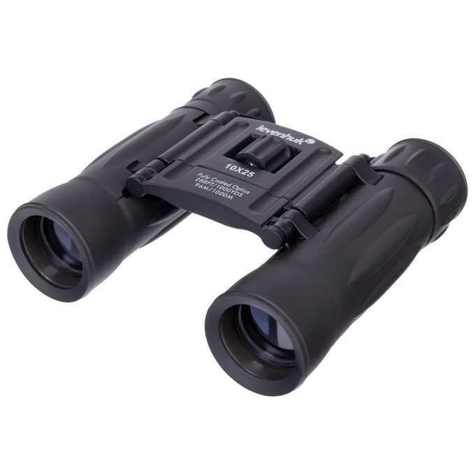 Levenhuk 67676 Atom Binocolo 10x25 A tetto con Obiettivo 2,5 cm Campo Visivo 96m a 1000m Pupilla di Uscita 2,5 mm colore Nero
