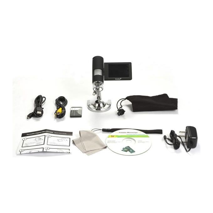 Levenhuk 61023 DTX 500 Microscopio digitale portatile con display LCD 3 pollici fotocamera 5 MP ingrandimento 20x 500x colore Nero