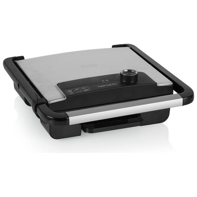 Princess 112425 Panini Grill Pro Griglia Elettrica a Contatto 2000W Piastra Antiaderente Termostato Regolabile 30x27 cm colore Nero