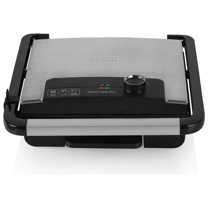 Princess 112425 Panini Grill Pro Griglia Elettrica a Contatto 2000W Piastra Antiaderente Termostato Regolabile 30x27 cm colore Nero