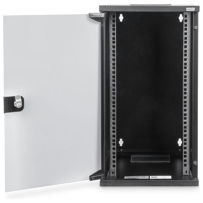 Digitus DN-10-12U-B Armadio a Parete 10'' 12U 312x300 mm Carico Max 30 Kg Porta in Vetro con Serratura colore Nero