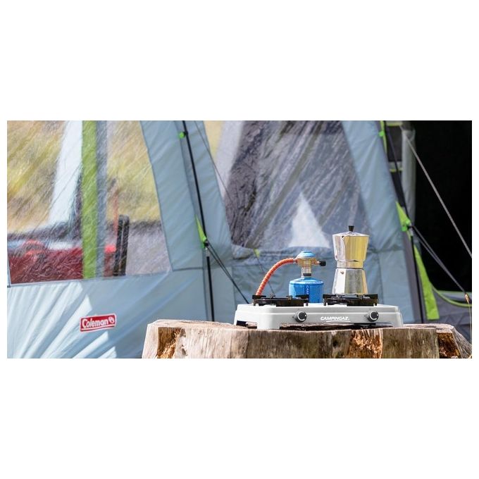 Campingaz Fornello A Gas Camping Cook CV Compatto e Facile da Usare per Campeggio con Due Bruciatori Regolabili e Accensione Manuale