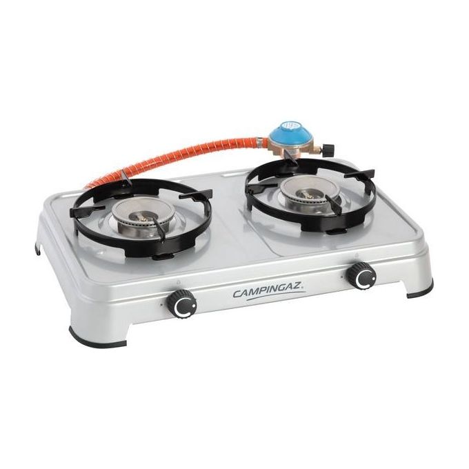 Campingaz Fornello A Gas Camping Cook CV Compatto e Facile da Usare per Campeggio con Due Bruciatori Regolabili e Accensione Manuale