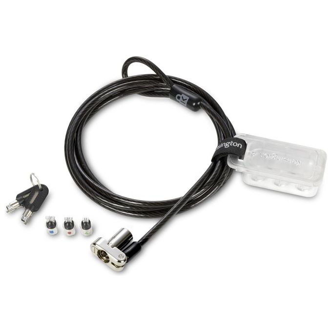 Kensington K62318WW Lucchetto per Laptop Universale 3-in-1 con Chiave da 5 mm Cavo in Acciaio al Carbonio da 1,8 m Tecnologia Hidden Pin colore Nero