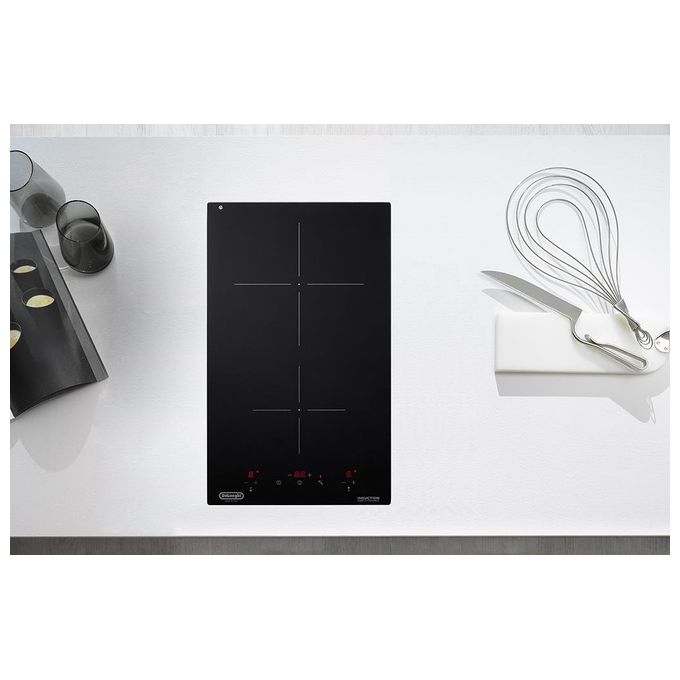 De'Longhi PIN 32 Linea Design Piano cottura a Induzione 27 cm 2 Zone Touch Control Induction Energy Control colore Nero