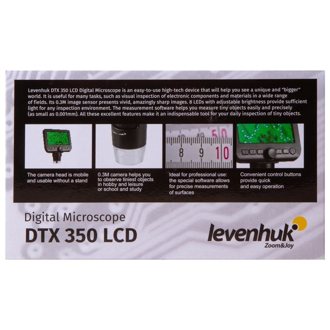 Levenhuk 74768 DTX 350 LCD Microscopio digitale Ingrandimento 20x-600x Fotocamera 0,3 MP Display 4,3'' colore Nero Bianco