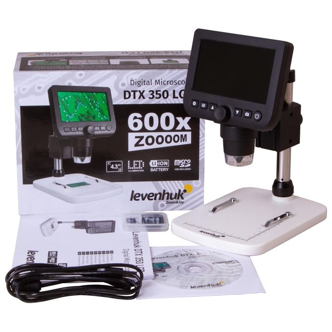 Levenhuk 74768 DTX 350 LCD Microscopio digitale Ingrandimento 20x-600x Fotocamera 0,3 MP Display 4,3'' colore Nero Bianco