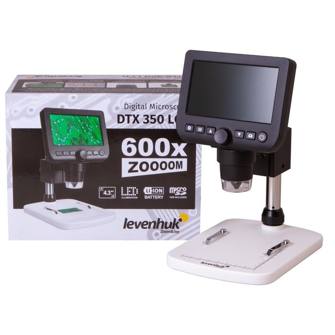 Levenhuk 74768 DTX 350 LCD Microscopio digitale Ingrandimento 20x-600x Fotocamera 0,3 MP Display 4,3'' colore Nero Bianco