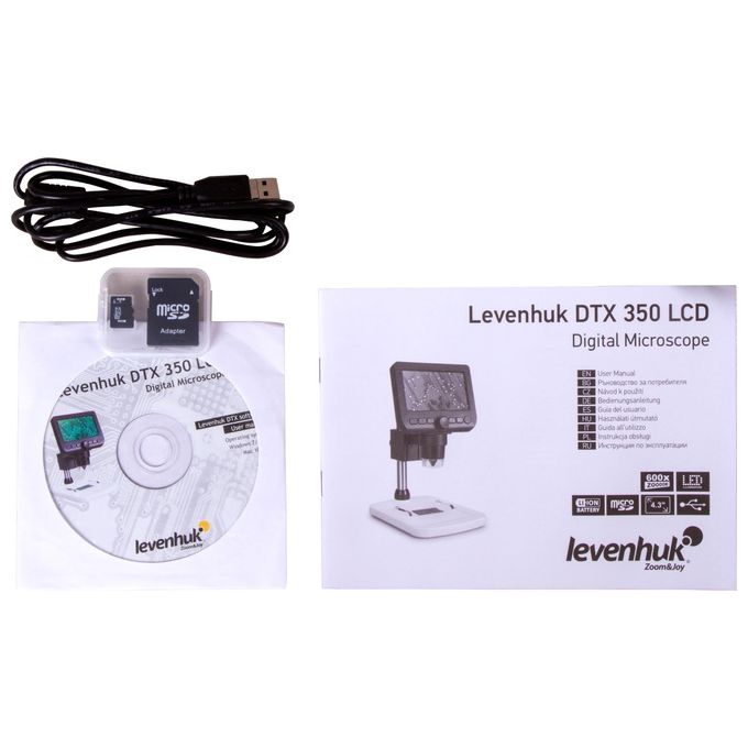 Levenhuk 74768 DTX 350 LCD Microscopio digitale Ingrandimento 20x-600x Fotocamera 0,3 MP Display 4,3'' colore Nero Bianco