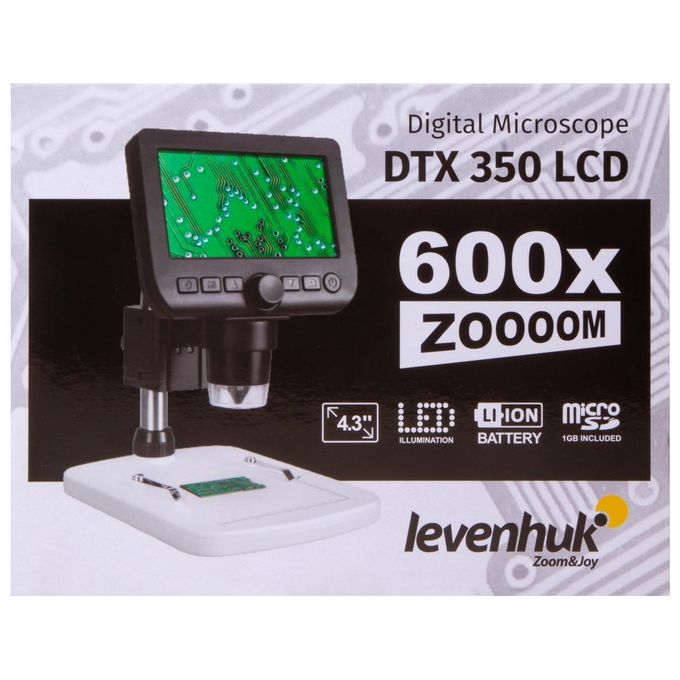 Levenhuk 74768 DTX 350 LCD Microscopio digitale Ingrandimento 20x-600x Fotocamera 0,3 MP Display 4,3'' colore Nero Bianco