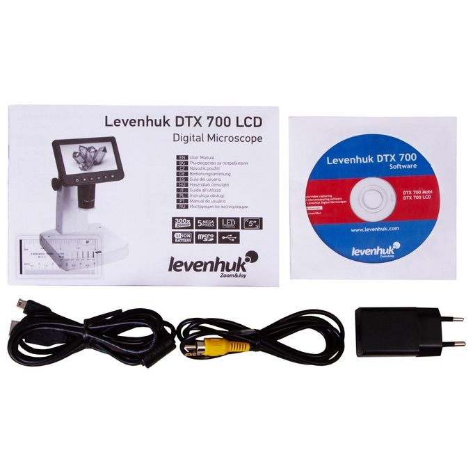 Levenhuk 75075 DTX 700 LCD Microscopio digitale Ingrandimento 1200x Fotocamera 5 MP Display 12,7 cm (5'') colore Nero Bianco