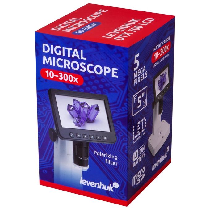 Levenhuk 75075 DTX 700 LCD Microscopio digitale Ingrandimento 1200x Fotocamera 5 MP Display 12,7 cm (5'') colore Nero Bianco