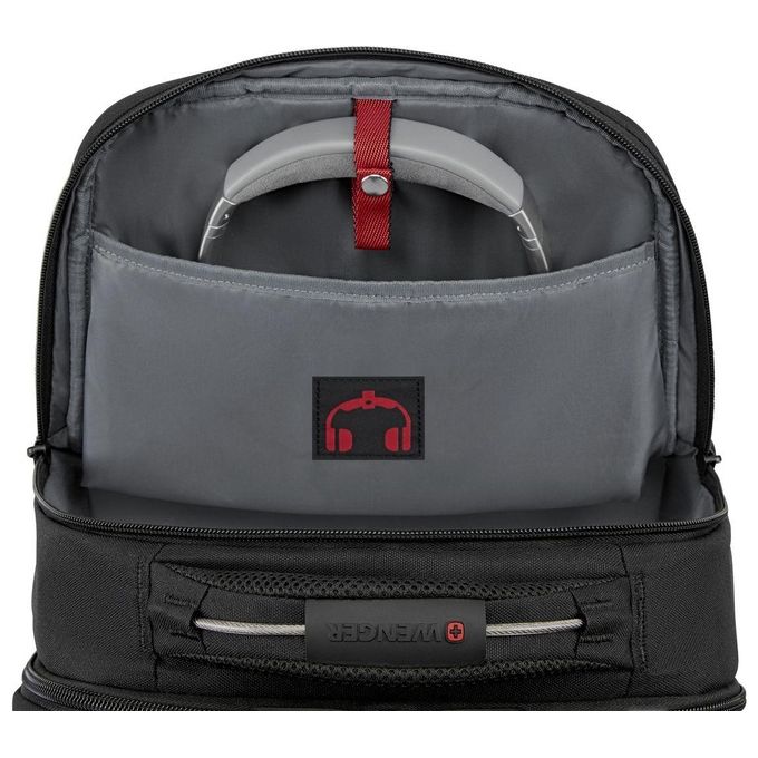 WENGER 611651 PlayerMode Zaino per Laptop fino a 39.6'' e Tablet fino a 10'' con Porta USB Scomparto per Cuffie e Chiusura Antifurto colore Nero