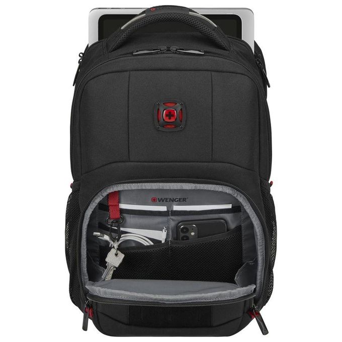 WENGER 611651 PlayerMode Zaino per Laptop fino a 39.6'' e Tablet fino a 10'' con Porta USB Scomparto per Cuffie e Chiusura Antifurto colore Nero