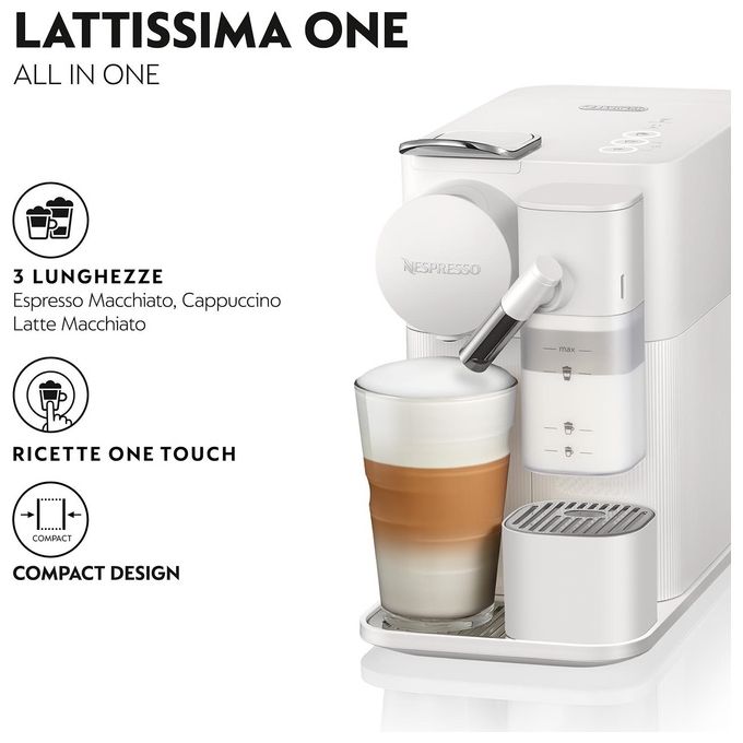 De'Longhi EN510W Lattissima One Macchina da caffe' Automatica Nespresso 1 L 19 bar 1400 W colore Bianco