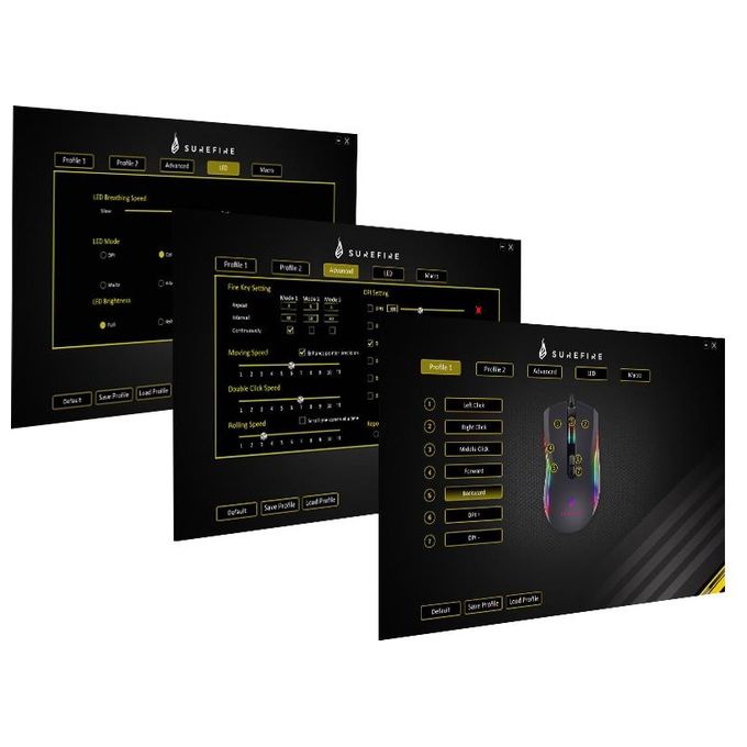 SureFire Hawk Claw Gaming Mouse da Gioco con 7 Pulsanti Luci RGB