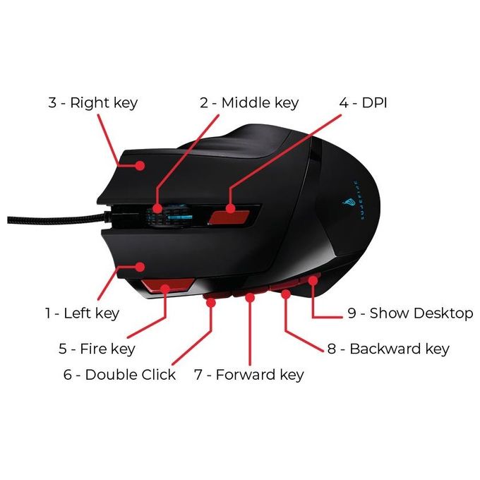 SureFire Eagle Claw Gaming Mouse da Gioco con 9 Pulsanti
