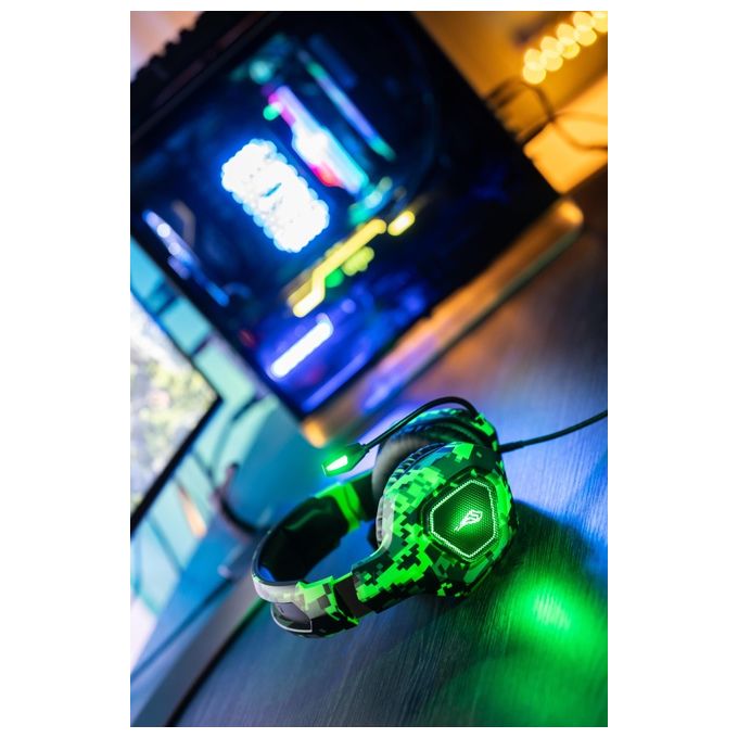 Verbatim SureFire Skirmish Cuffia Gaming Connettore 3.5mm Usb Tipo A Nero-Mimetico-Verde