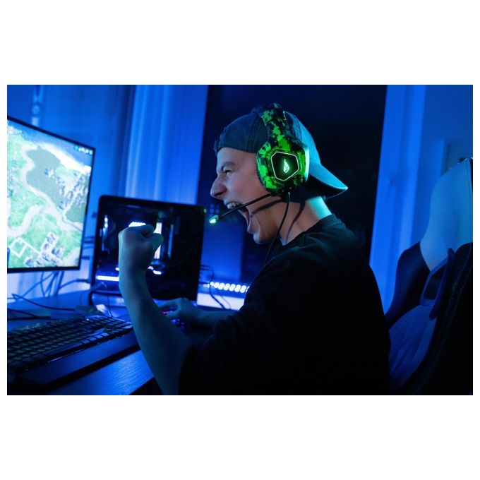 Verbatim SureFire Skirmish Cuffia Gaming Connettore 3.5mm Usb Tipo A Nero-Mimetico-Verde