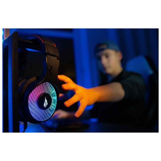 SureFire 48822 Harrier 360 Cuffie Gaming USB Surround 7.1 Virtuale RGB Microfono Staccabile colore Carbonio