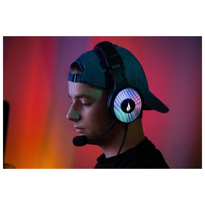 SureFire 48822 Harrier 360 Cuffie Gaming USB Surround 7.1 Virtuale RGB Microfono Staccabile colore Carbonio
