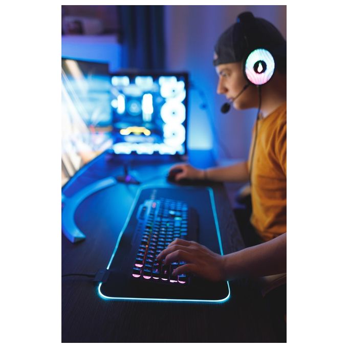 SureFire 48813 Silent Flight RGB-680 Tappetino per Mouse Gaming LED RGB 14 modalita' 680x280 mm colore Nero