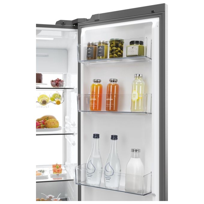 Haier HSW79F18ANMM SBS 90 Serie 7 Frigorifero Side by Side 611 L 177,5 cm Classe A 35 dB No Frost Humidity Zone Wi-Fi colore Platinum Inox
