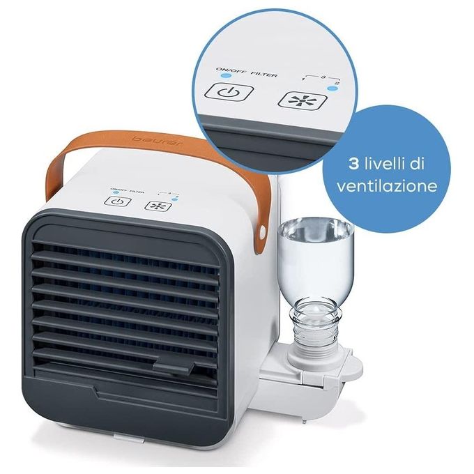 Beurer 68401 LV 50 Fresh Breeze Ventilatore e raffrescatore portatile con umidificazione 3 velocita' serbatoio 0,25 L alimentazione USB fino a 4 ore di funzionamento colore Bianco
