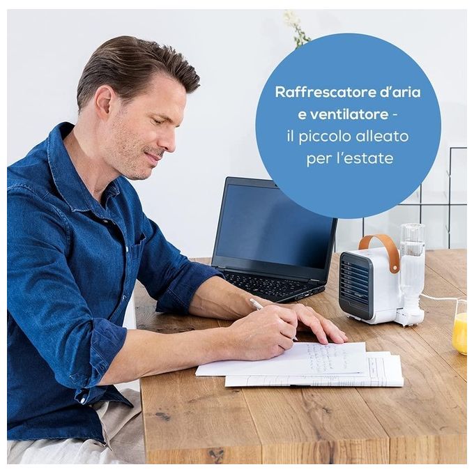 Beurer 68401 LV 50 Fresh Breeze Ventilatore e raffrescatore portatile con umidificazione 3 velocita' serbatoio 0,25 L alimentazione USB fino a 4 ore di funzionamento colore Bianco