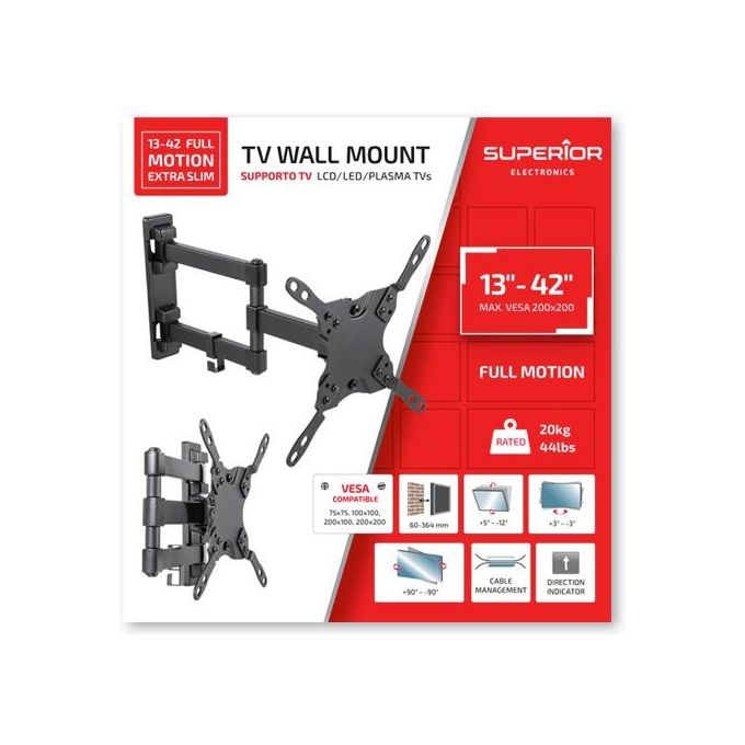 Superior Electronics Staffa per Tv 13''-42'' Full Motion Extra Slim 20kg