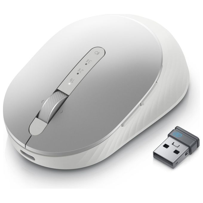 Dell MS7421W Premier Mouse Senza Fili Ricaricabile Bluetooth 5.0 RF 2.4 GHz 1600 DPI 7 tasti colore Platino Argento