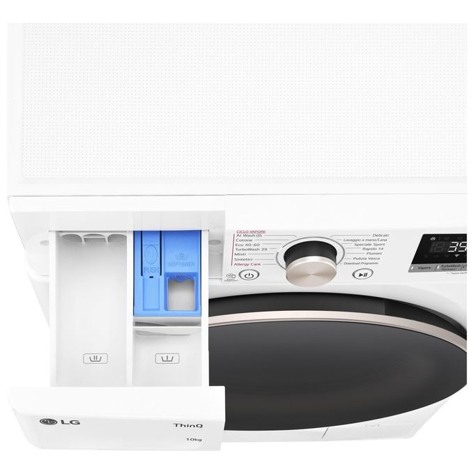 LG F4R7010TSWG Serie R7 Lavatrice Frontale 10 Kg 1400 rpm Classe A AI DD TurboWash 360 Vapore Wi-Fi (85x60x56.5 cm) colore Bianco