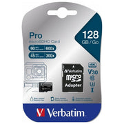 Verbatim 47044 Pro Scheda di Memoria MicroSDXC 128 GB UHS-I U3 V30 90 MB-s 45 MB-s con Adattatore SD colore Nero