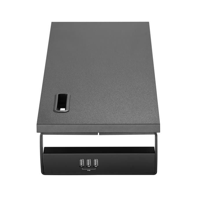 Equip 650881 Supporto per Monitor da Tavolo con Hub USB 3 porte e Supporto Smartphone 15 Kg colore Nero