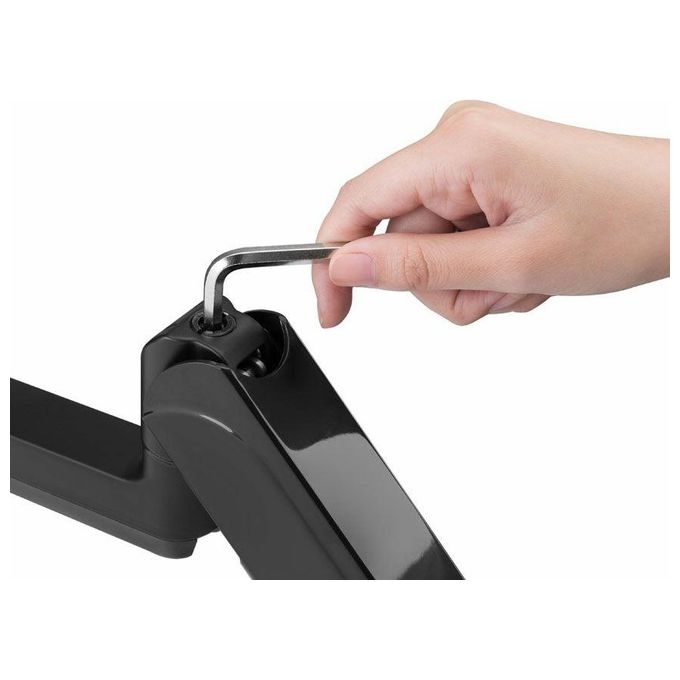 Equip 650133 Staffa di Montaggio da Scrivania per Doppio Monitor 17''-32'' VESA 75x75 100x100 Regolazione Altezza con Molla a Gas Rotazione 360° Inclinazione ±35° colore Nero