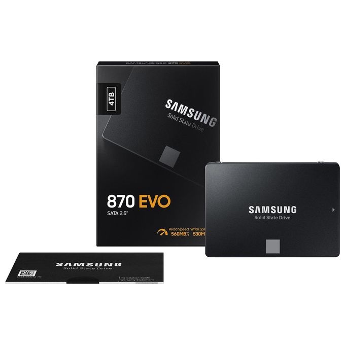 Samsung MZ-77E4T0B-EU 870 EVO SSD 2.5'' SATA III 4TB V-NAND MLC 560 MB-s lettura 530 MB-s scrittura colore Nero