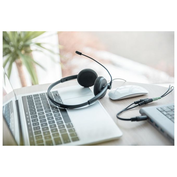 Digitus DA-12202 Cuffie PC On Ear Riduzione del Rumore Stereo Jack 3,5 mm Microfono 300° Cavo 195 cm