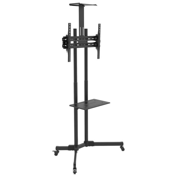ITB OM07108 Caravel 80 Carrello Porta Monitor Regolabile VESA 600x400 mm fino a 70'' Portata 50 Kg con Passaggio Cavi e Mensole colore Nero