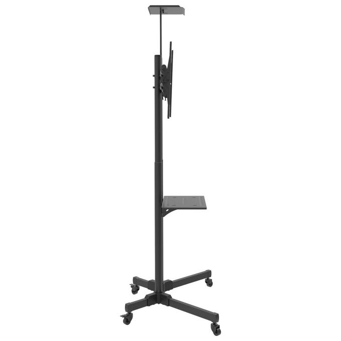 ITB OM07108 Caravel 80 Carrello Porta Monitor Regolabile VESA 600x400 mm fino a 70'' Portata 50 Kg con Passaggio Cavi e Mensole colore Nero