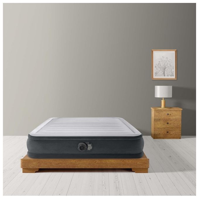 Intex 67768ND DuraBeam Comfort Plush Materasso Gonfiabile Piazza e Mezza 137x191x33 cm Pompa Elettrica Integrata 272 Kg colore Grigio