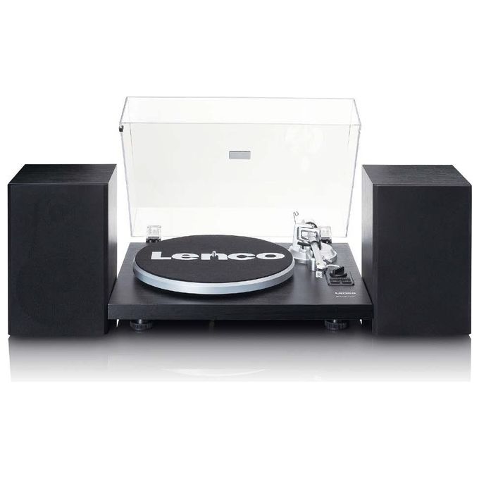 Lenco LS-500 Giradischi Hi-Fi Bluetooth con Altoparlanti Esterni 2x30W RMS Trasmissione a Cinghia Mobile MDF colore Nero