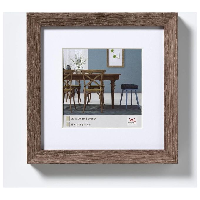Walther Fiorito Cornice Portafoto 30x30cm in Legno Noce con Passepartout