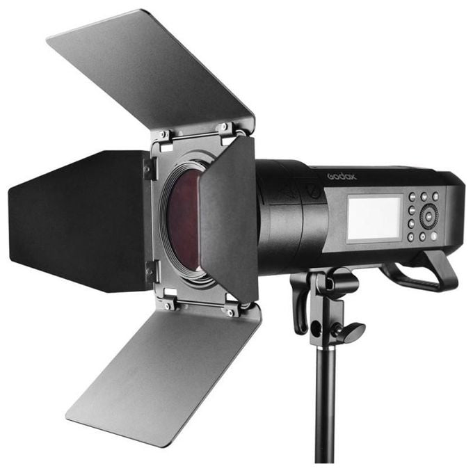 Godox BD-08 Kit Barndoor Alette Modificatore di Luce con Griglia Nido d'Ape e Filtri Colorati per AD400Pro colore Nero