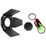 Godox BD-08 Kit Barndoor Alette Modificatore di Luce con Griglia Nido d'Ape e Filtri Colorati per AD400Pro colore Nero