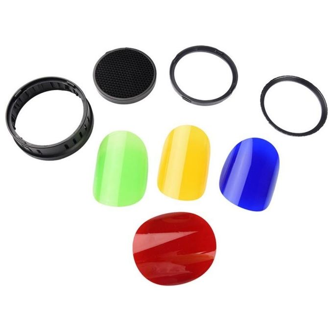 Godox BD-08 Kit Barndoor Alette Modificatore di Luce con Griglia Nido d'Ape e Filtri Colorati per AD400Pro colore Nero