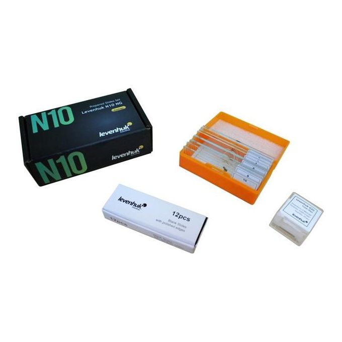 Levenhuk 29279 N10 NG Set Vetrini Preparati 10 campioni biologici 12 vetrini vuoti 20 coprioggetti colore Trasparente