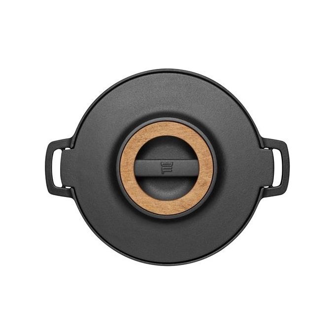 Fiskars 1026566 Norden Pentola in Ghisa con Coperchio 6 L adatta a tutti i piani di cottura inclusa induzione manico in legno di betulla finlandese colore Nero