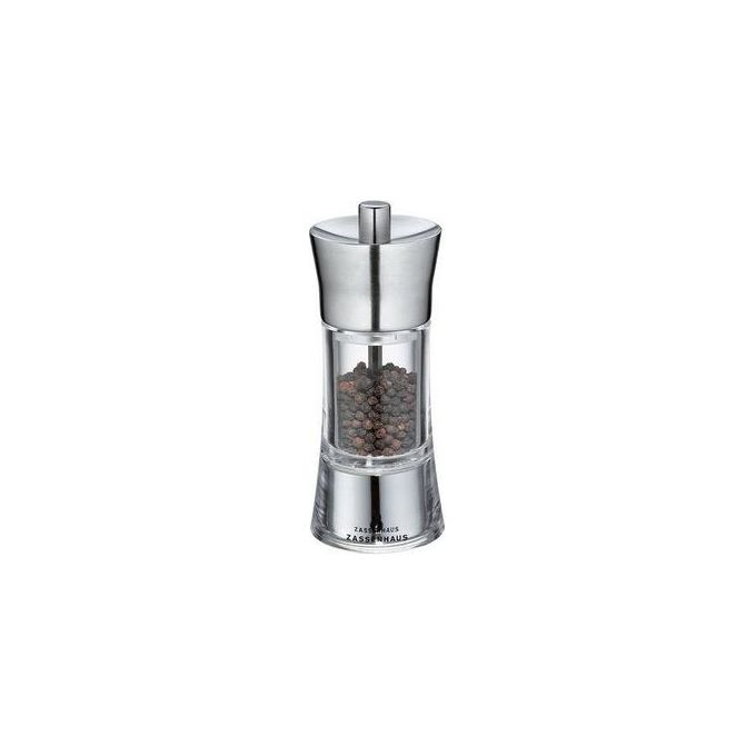 Zassenhaus 035285 Aachen Macinapepe in Acrilico e Acciaio Inox con Meccanismo in Ceramica Regolabile da Fine a Grosso colore Acciaio Inox