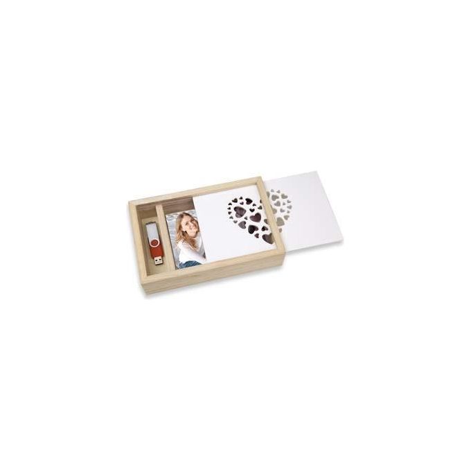 Zep Love Box Usb 10x15cm in Legno per Foto e Stick